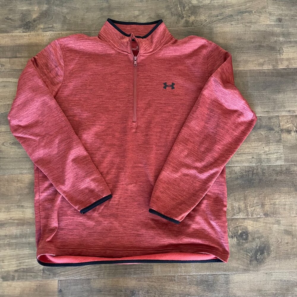 Under Armour ColdGear 1/4 Zip Pullover XL Red‎ Heathered Fleece